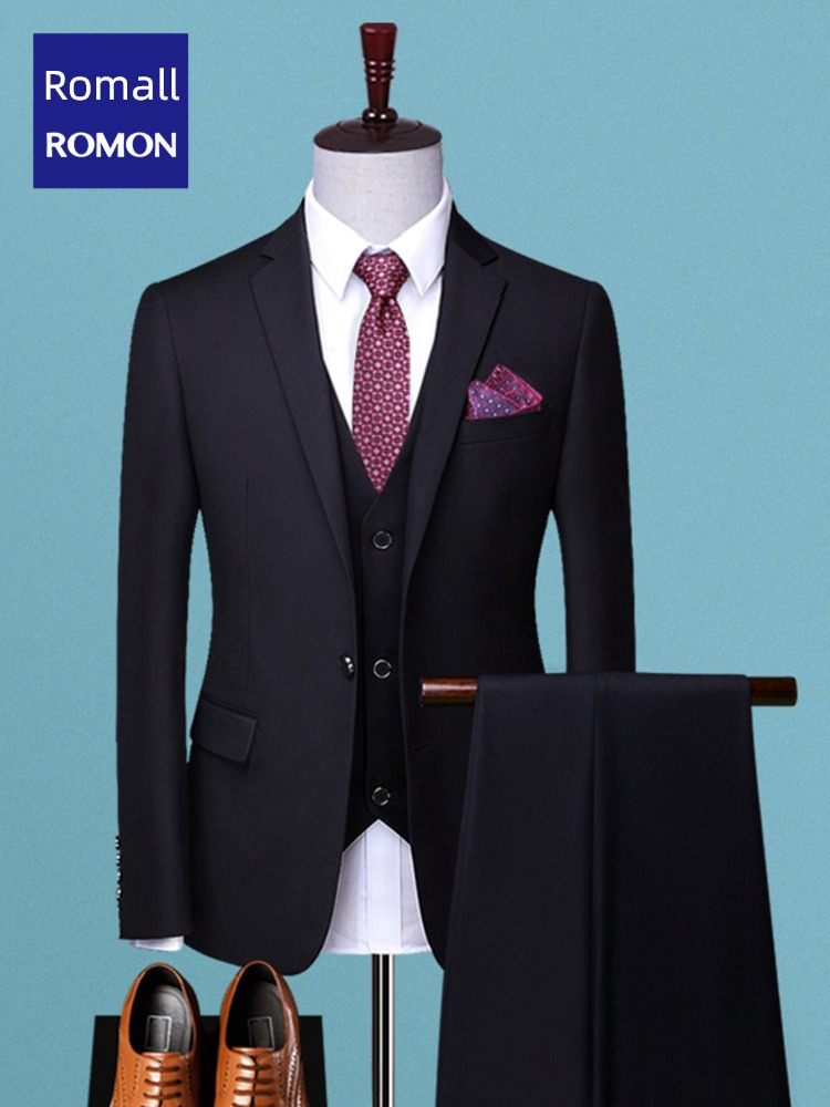 Romon Big size Self-cultivation groom marry man 's suit suit