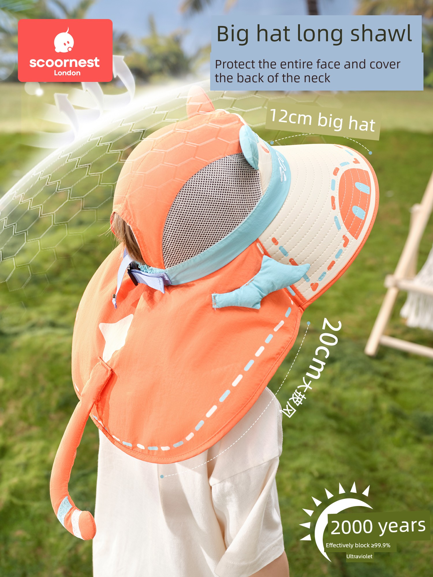 Kechao Kidsren's Sun Protection Hat Spring and Summer Uv Protection Baby Sunshade Hat for Boys and Girls with Large Brim — 2