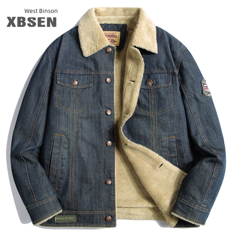 Autumn and winter Lamb cashmere Lapel thickening chaqueta