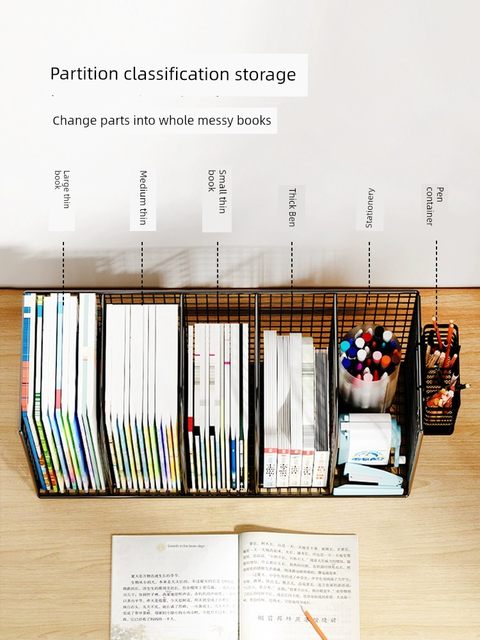 Bookshelf desktop small bookcase desk storage shelf picture book desk book artifact children's iron book storage box