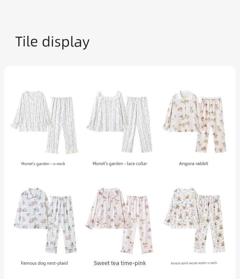 Tugtug Cotton Gauze Maternity Pajamas Autumn Thin Nursing Sleepwear Gauze Maternity Sleepwear Bamboo Cotton Sweat-Absorbent Home Wear Set — 29