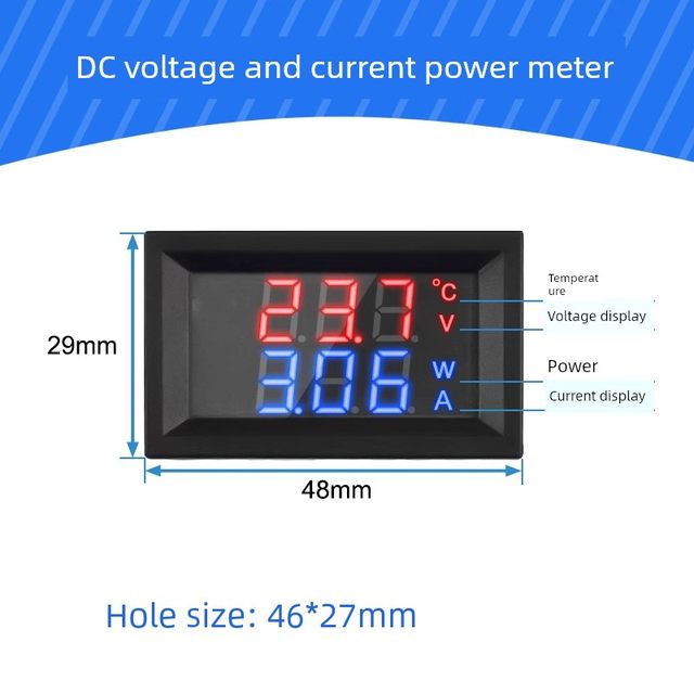 DC0-100V10A/50A/100A直流电压电流功率温度测量仪表三位数显表头