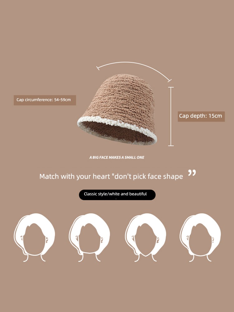 female Autumn and winter Big head circumference face without makeup black veil Hat