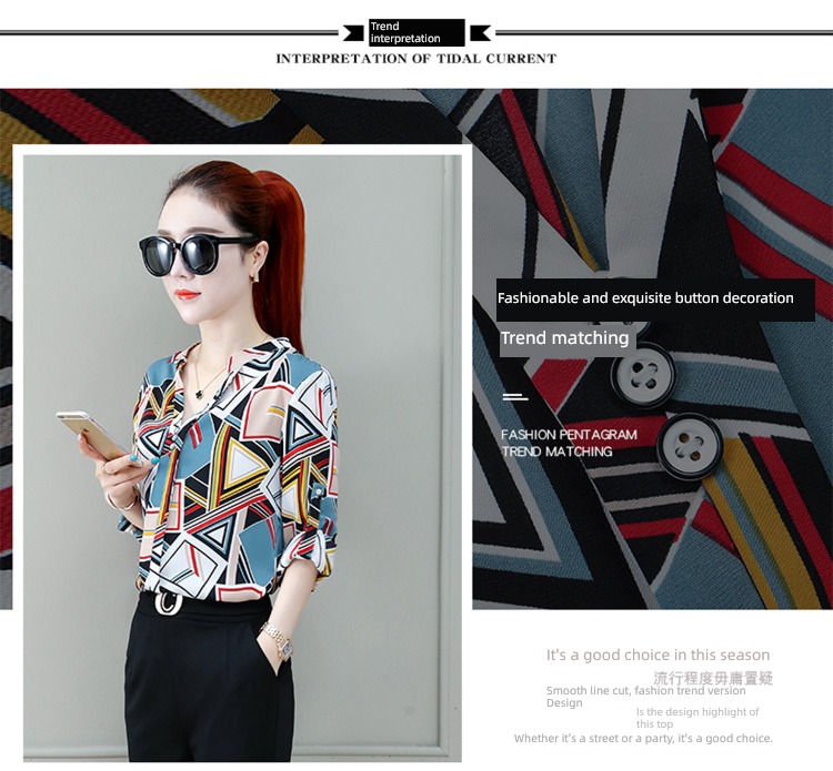 Stylish and versatile Long sleeve jacket Women Chiffon shirt