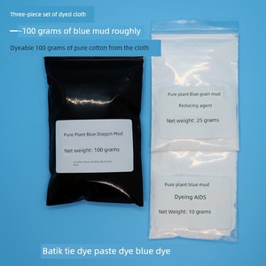 Guizhou Blue Indigo Dye Dyeing Cloth Three-Piece Set DIY Kit for the Novice Environmental-Friendly Non-Boiling Wax Dyein