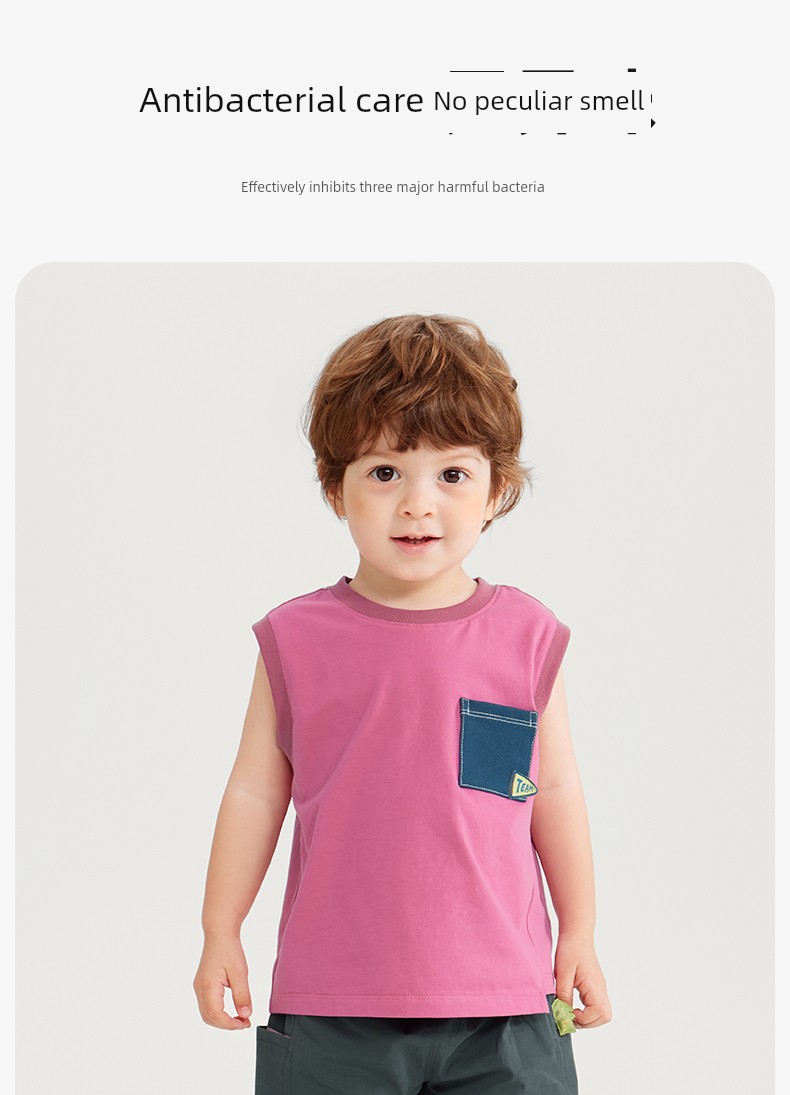 [7A Antibacterial Pure Cotton Cool Sensation] Qiqi Bear Baby Vest Set Summer Outfit Boys' Shorts Outdoor Children's Wear Sleeveless — 13