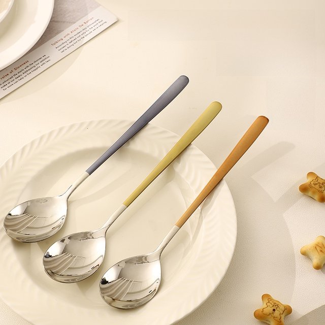 Guangyi 304 stainless steel spoon sorting spoon household spoon set long handle soup spoon 3 pack GY7725