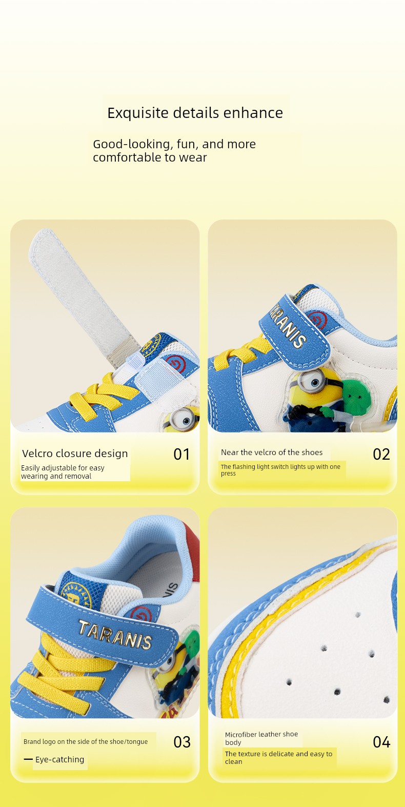 Tyrannis Genuine Minions Collaboration Shoes, New Autumn Model Children's Sneakers, Boys' Flashing Shoes, Girls' Light-Up Shoes — 13