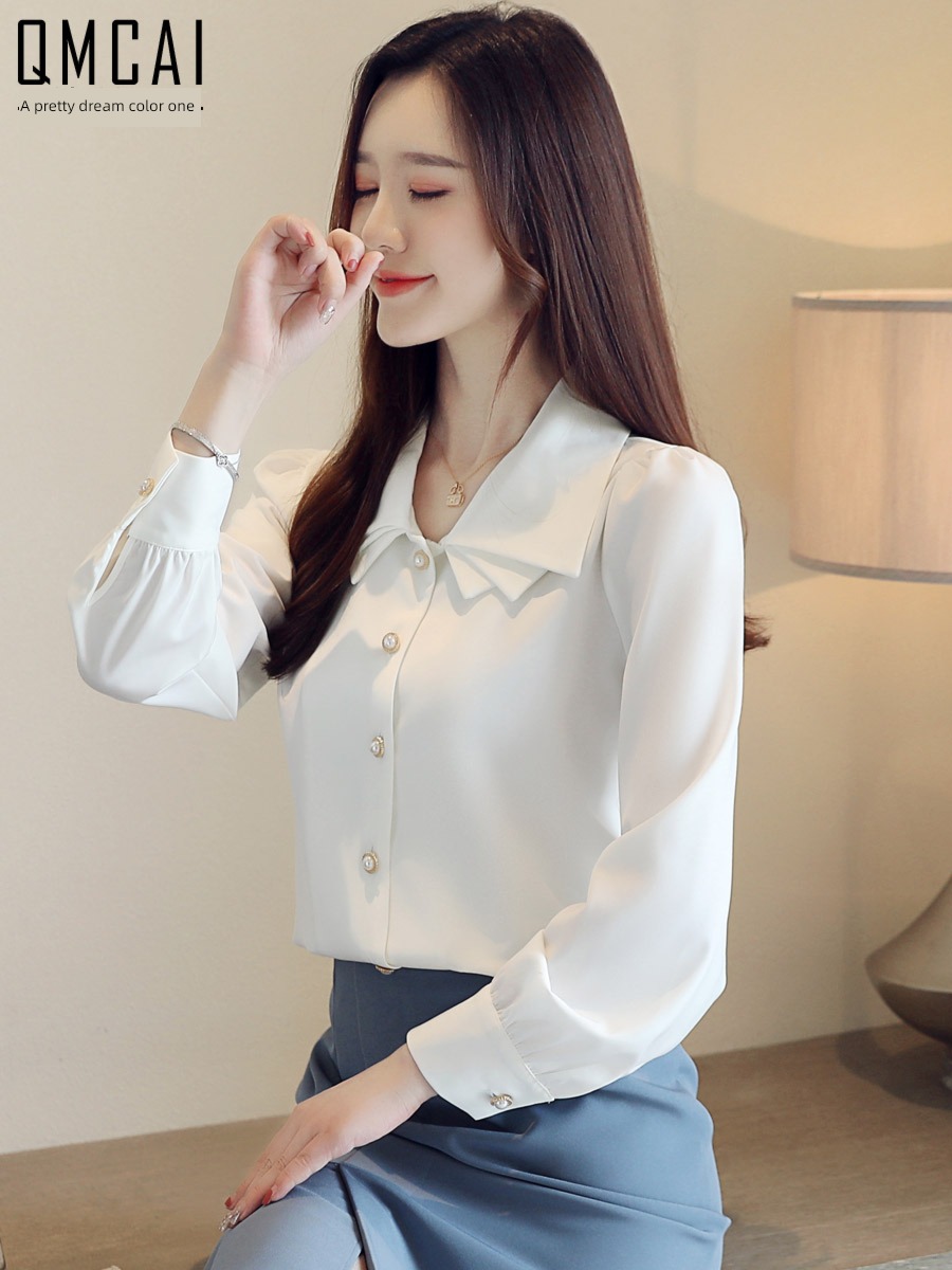 Chiffon Long sleeve temperament skirt jacket white shirt