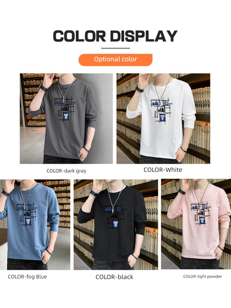Spring and Autumn student handsome men's wear leisure time Long sleeve T-shirt