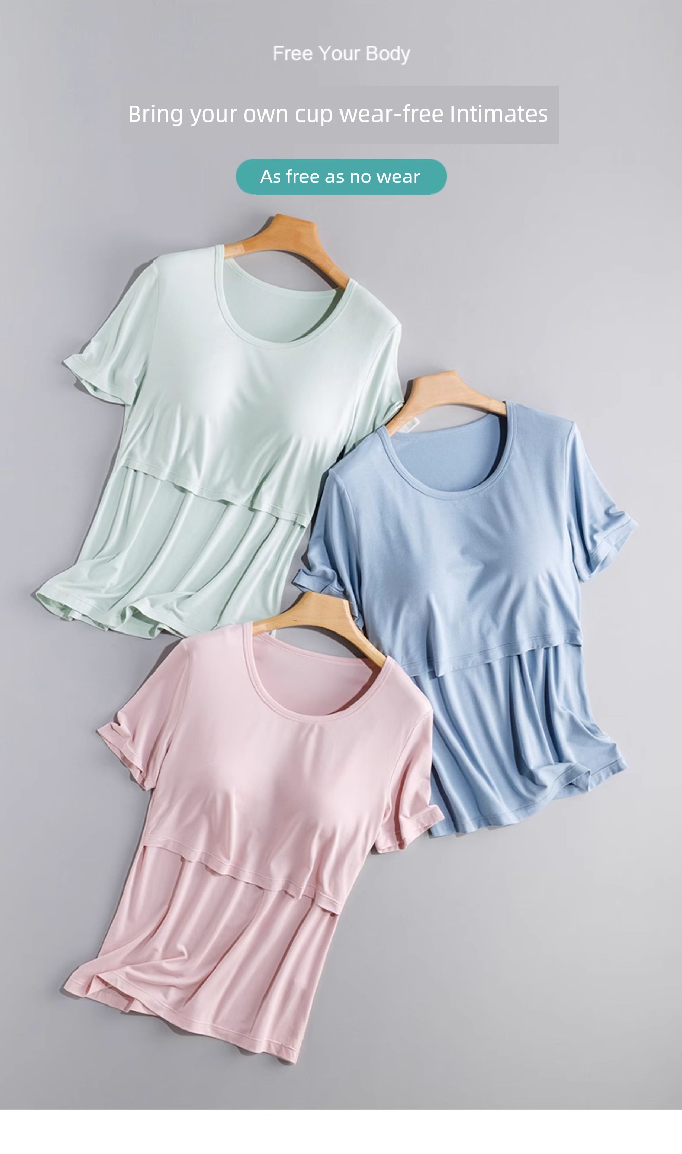 Maternity Modal Summer with Chest Pad Short Sleeve T-Shirt — 2