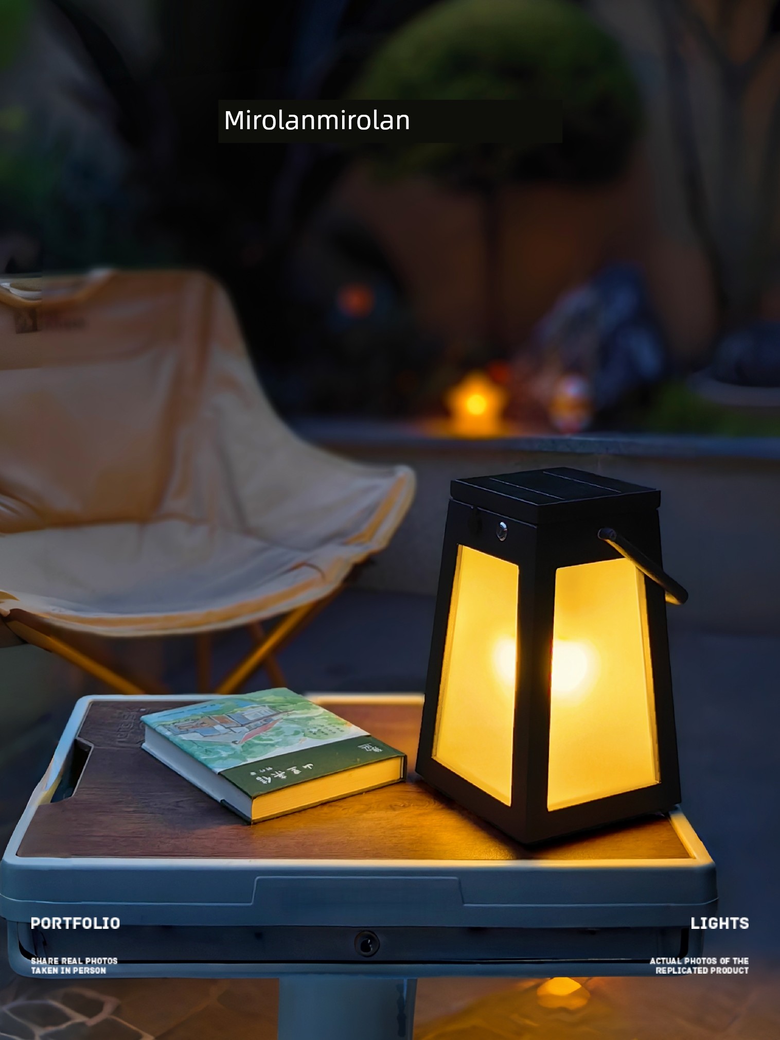 Mirolan Lawn Lamp Solar Charging Integrated Portable Wind Lamp Garden Courtyard Waterproof Atmosphere Lamp Camping Table Lamp