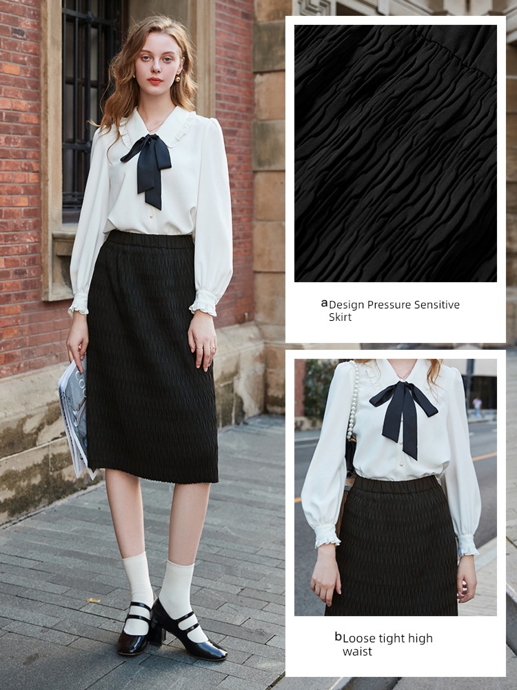 Tricolor winter Crimping Sense of design Medium and long term skirt