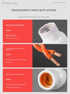 International Electrician-Grade Household E27 Pendant Large Screw Base Lamp Holder, High-Temperature Resistant, Thickene