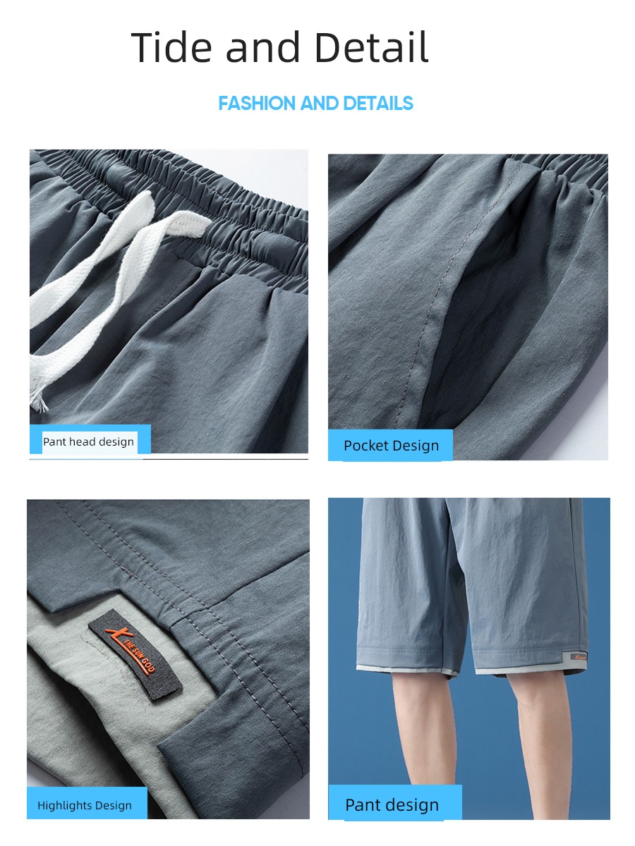 summer Ice silk leisure time easy Big size sandy beach shorts