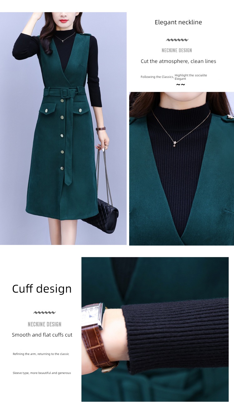 Autumn and winter Woolen cloth female temperament Two piece set Dress