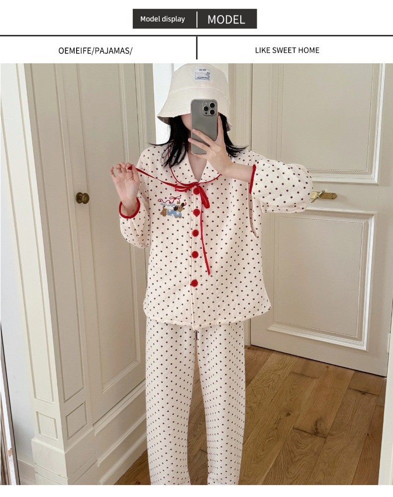 Spring, Autumn, and Winter Maternity Pajamas with Chest Pads, Thickened Air Cotton, No Need to Wear Underwear, Layered Maternity Sleepwear with Hood Set — 15