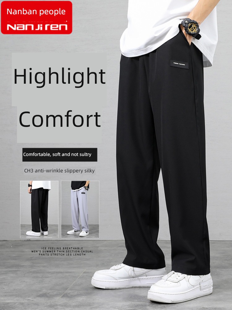 NGGGN Spring and Autumn leisure time Broad leg black trousers