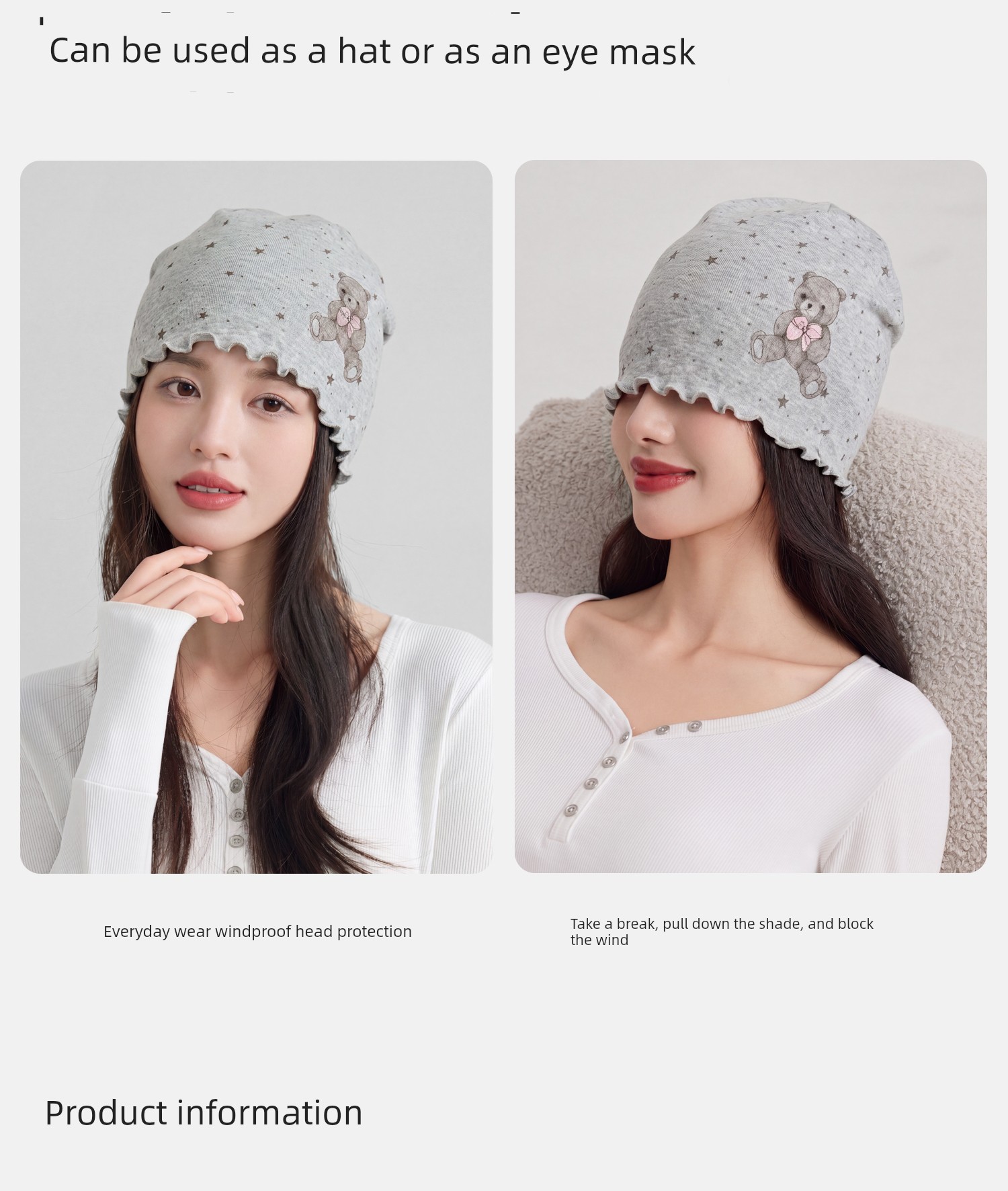 Postpartum Cotton Hat for Autumn and Winter with Cartoon Ruffle Edges, Moisture-Wicking, Breathable, Head-Protecting Sleep Cap for Large Head Circumference — 18