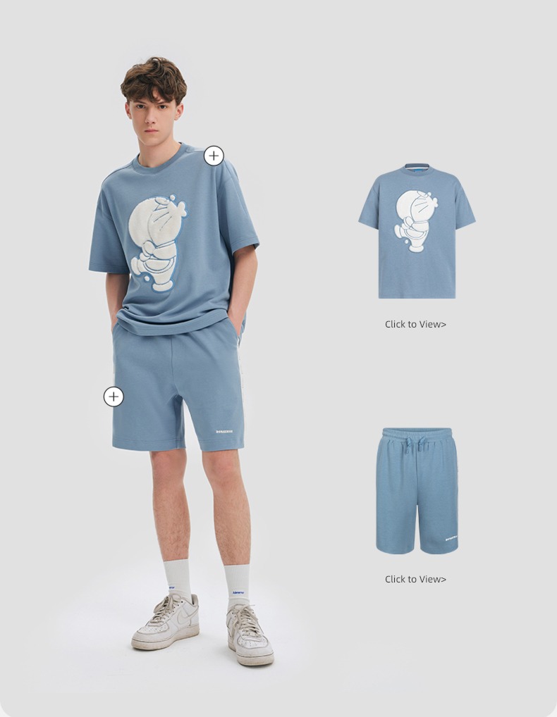Doraemon bosie Paste cloth Embroidery Short sleeve T-shirt