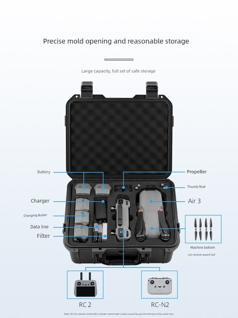 Suitable for DJI AIR3/3S storage box safety explosion-proof suitcase drone waterproof tank storage bag accessories