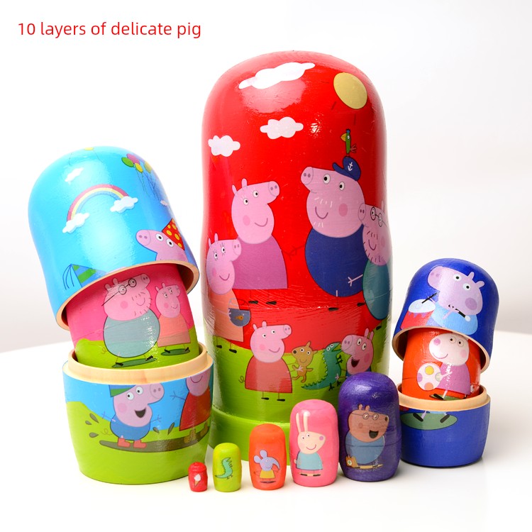10-Layer Russian Matryoshka Doll Movie Version, Made from Premium Basswood, Birthday Gift, Educational Toy, Craft Ornament
