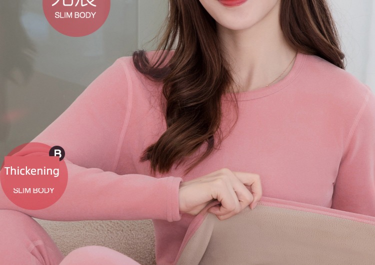 keep warm Underwear female Plush thickening suit one Cashmere Derong No trace fever Autumn clothes and pants Lay a foundation cotton jersey