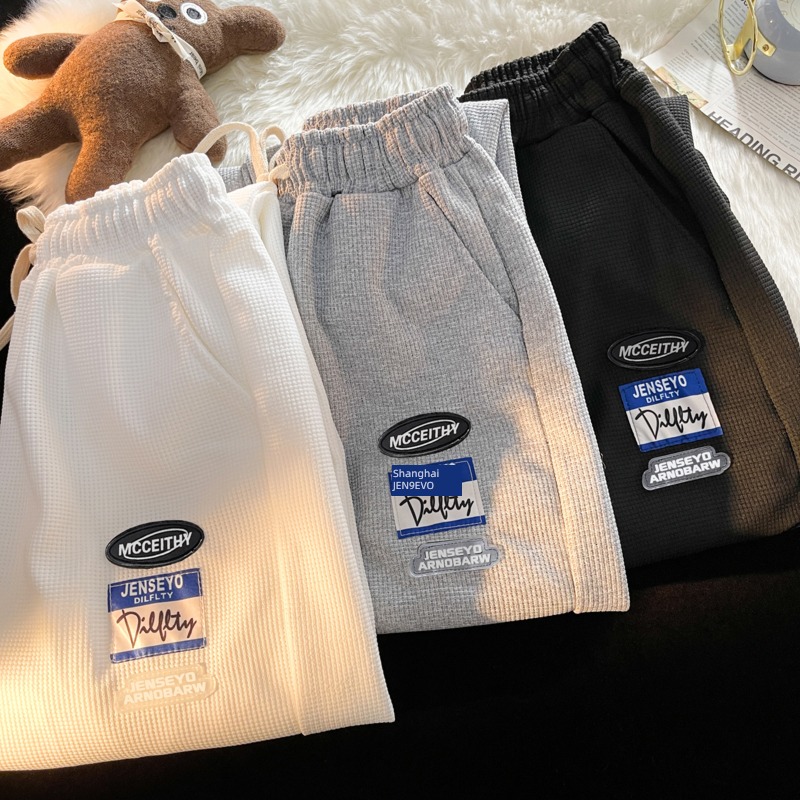Straight cylinder easy Spring and summer Port style trend Labeling sweatpants
