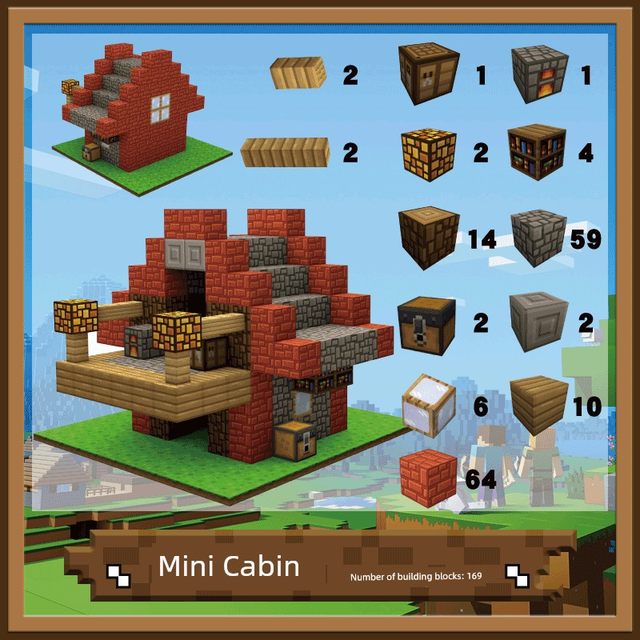 8mm small particles Minecraft magnetic square educational toys creative Children's Day gift building block house