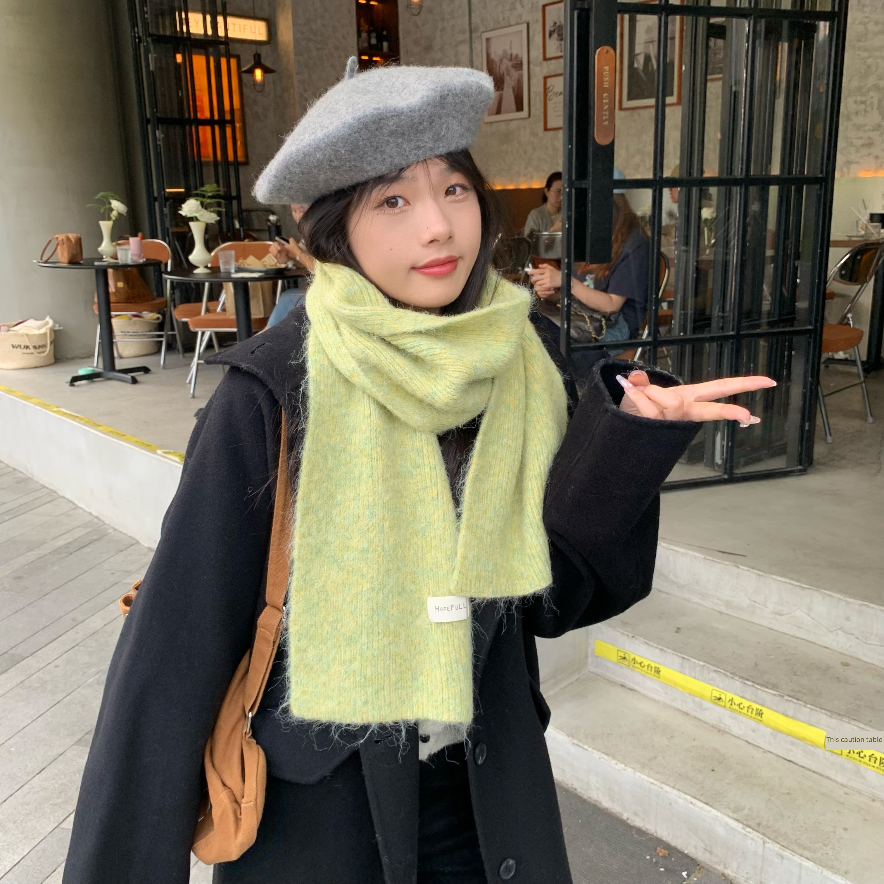 Korean version fresh green female fashion Wool knitting scarf