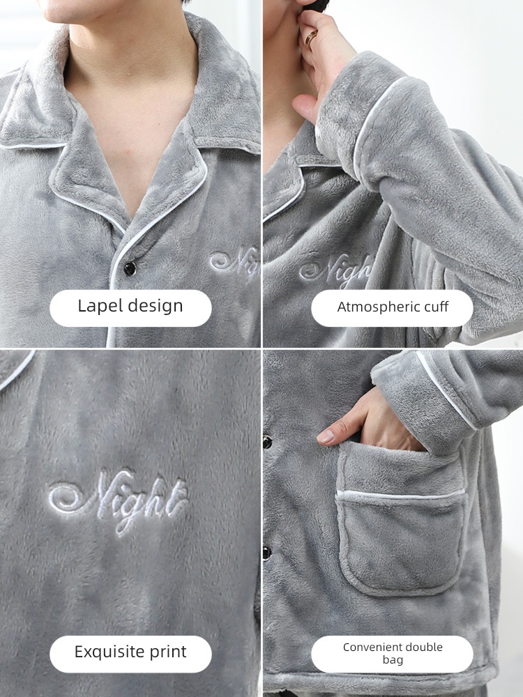 NGGGN man Autumn and winter thickening Flannel pajamas