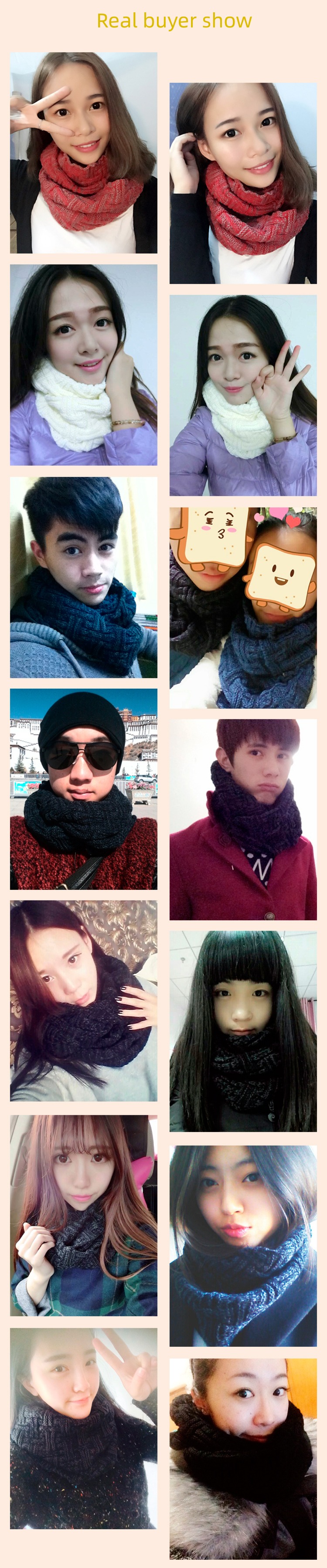 winter Condom female Versatile thickening black Knitting wool