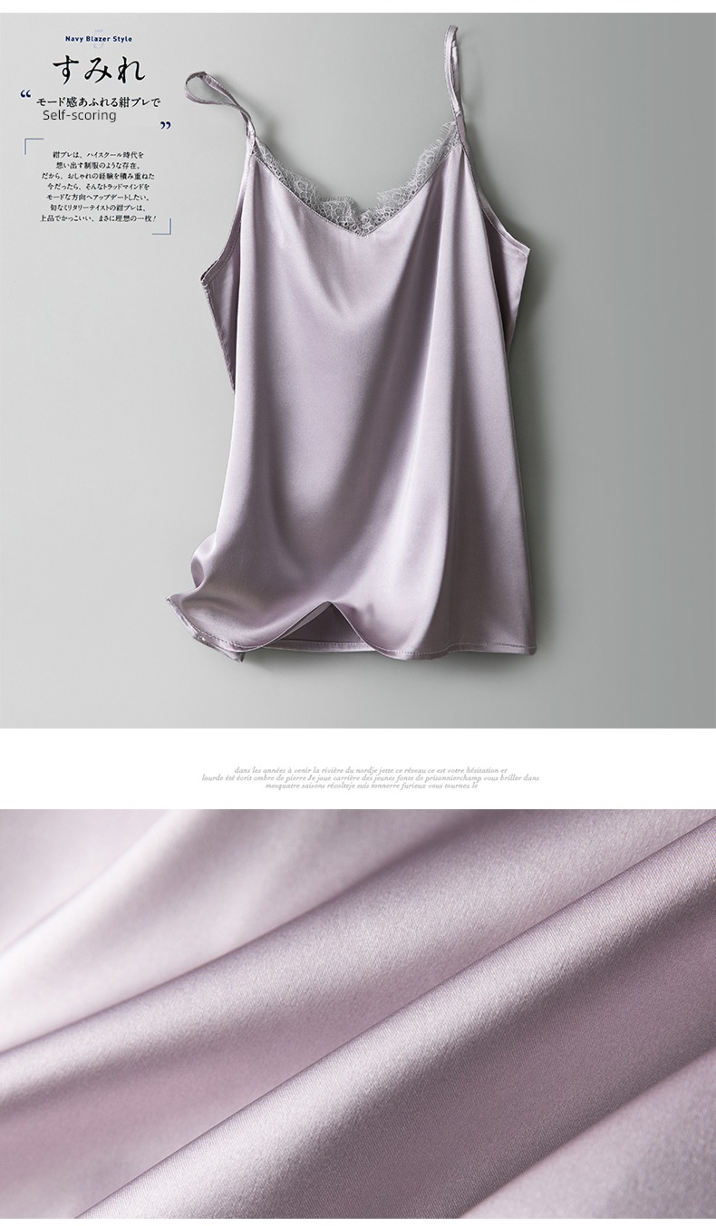 Satin Inner lap V-collar sexy Lay a foundation summer real silk