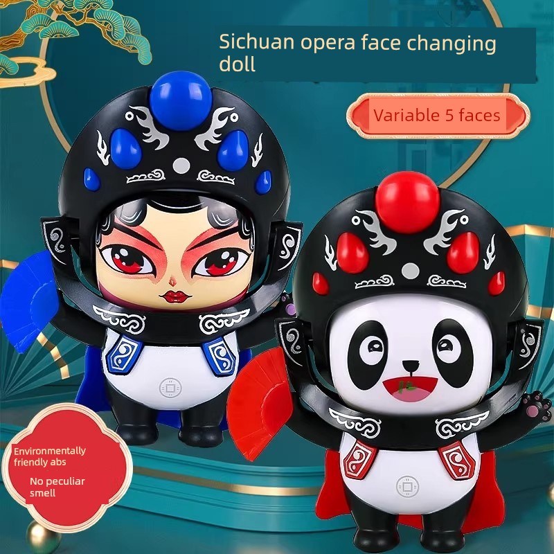Chinese-Style Small Gifts, Sichuan Opera Dolls, Panda Face-Changing Toys, National Cultural Treasures, Children's Facial Makeup Toys, Creative Dolls