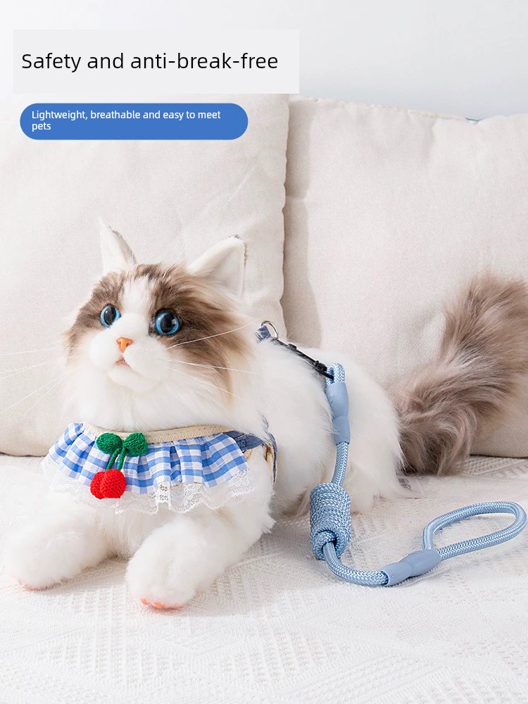 貓咪牽引繩防掙脫遛貓繩套脖可愛貓繩寵物專用項圈外出牽貓胸揹帶