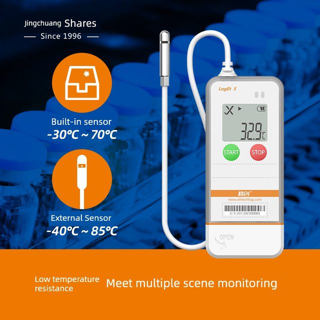 Jingchuang Loget5 thermometer U disk temperature recorder cold chain storage refrigeration transportation high-precision temperature and humidity meter