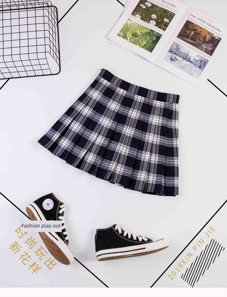 gules lattice female Autumn and winter Korean style have cash less than that is registered in the accounts Pleated skirt
