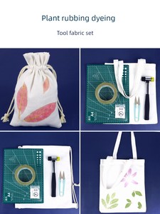 Plant Tapping and Dyeing Dried Flower DIY Material Package Tool Fabric Suit Handbag Hammer Cotton Handkerchief Flowers a