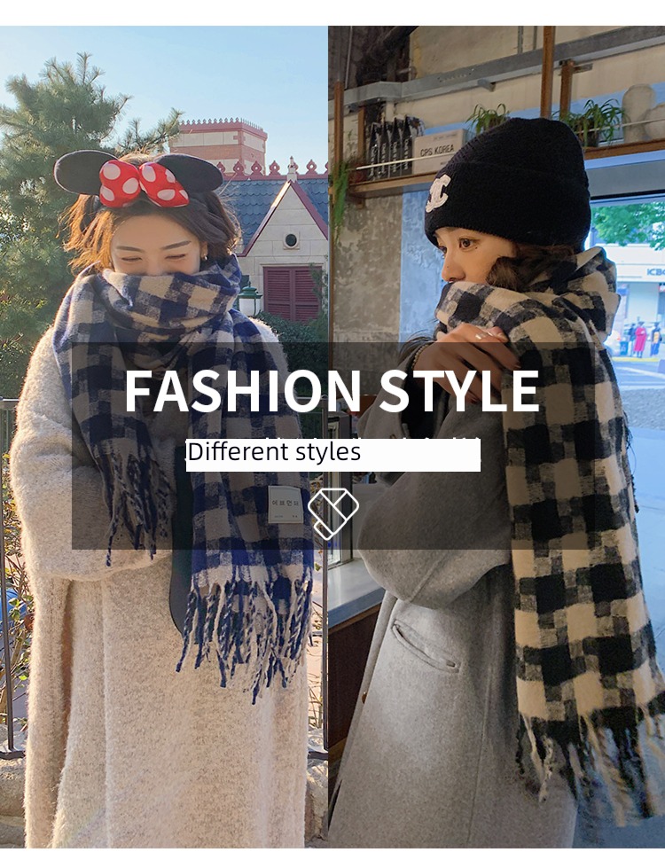 houndstooth  winter Advanced sense lovely female thickening scarf