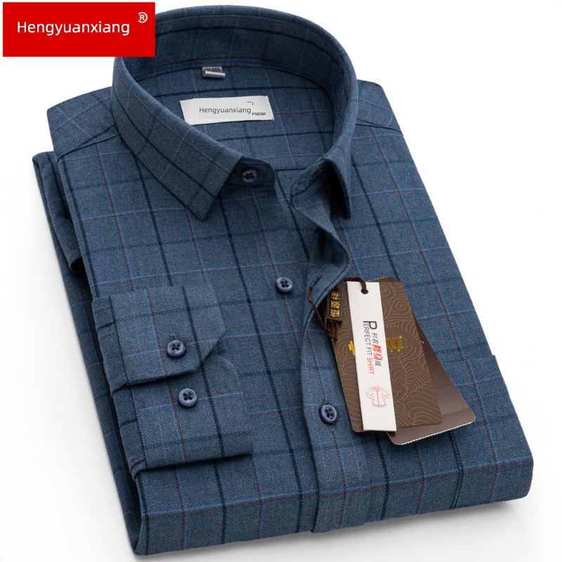 hyz  leisure time Checkerboard Thick style Long sleeve shirt
