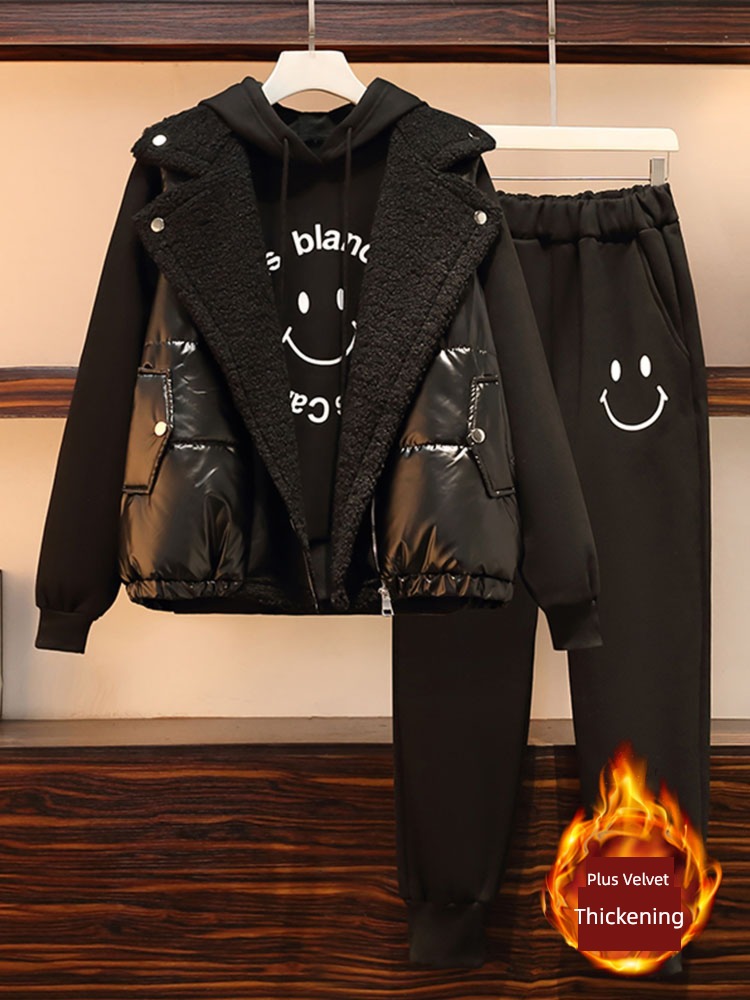 Plush leisure time Athletic Wear suit ma'am new pattern 2022 Autumn and winter thickening Sweater Vest fashion Three piece set