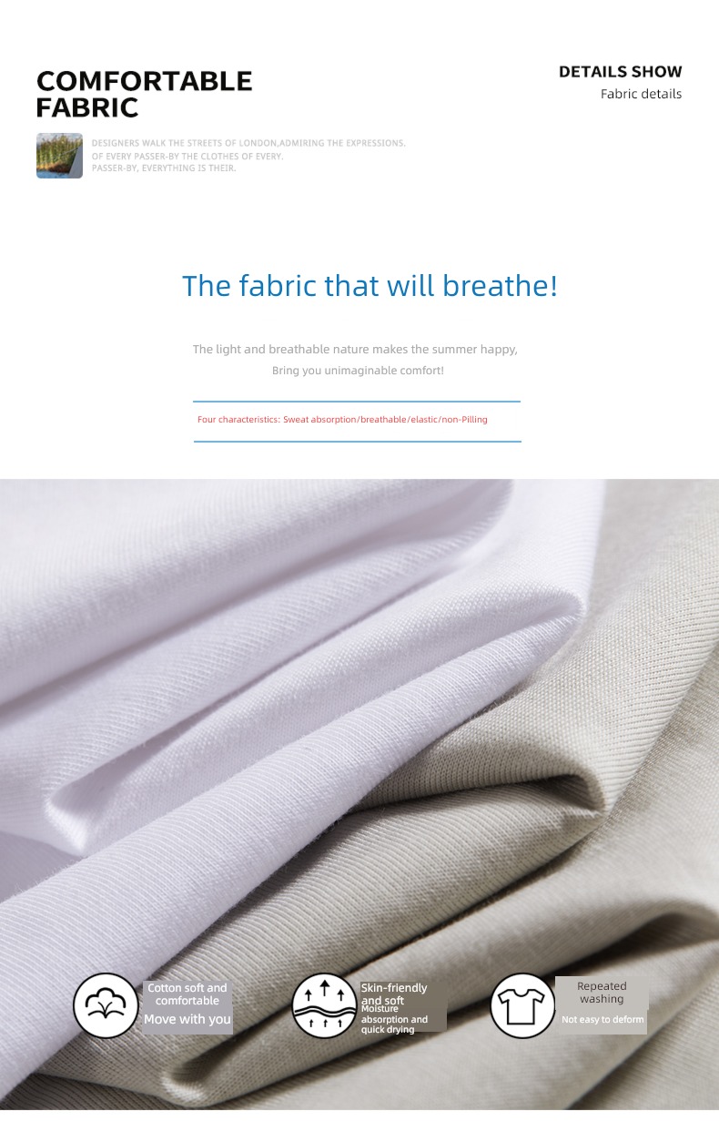 Ying julun   pleasantly cool Smooth   pure cotton man Self-cultivation Simplicity Show thin Short sleeve T-shirt Versatile   delicate Hot stamping jacket