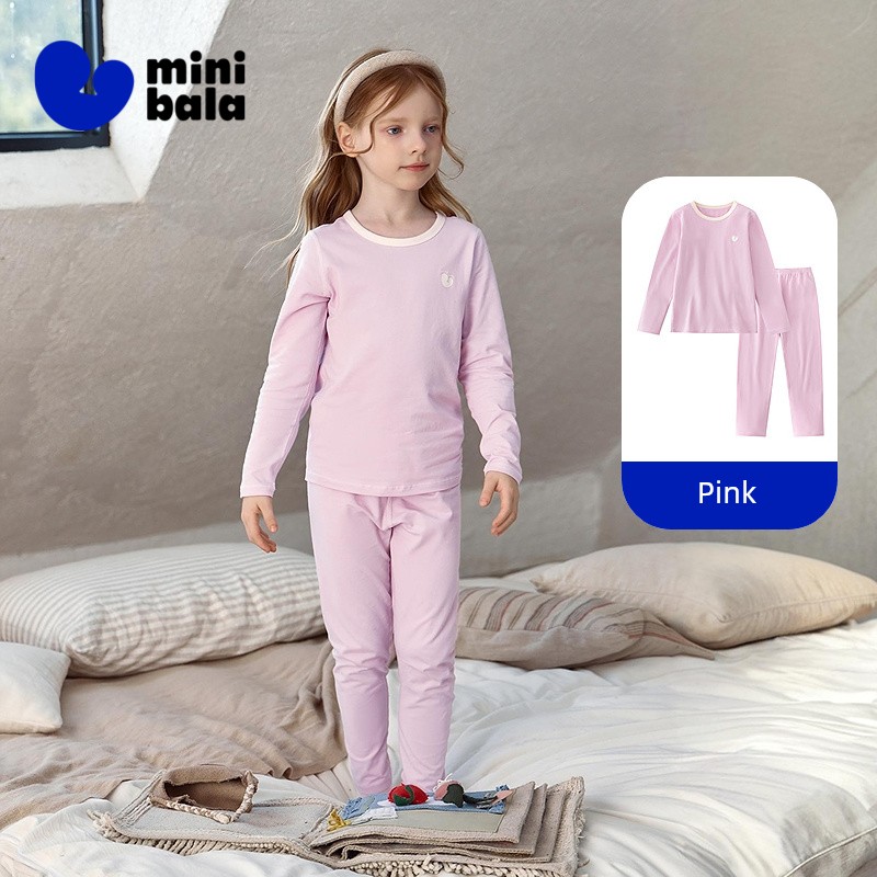 Mini Balabala Boys and Girls Autumn Clothing Set, Soft and Elastic Cotton Thermal Home Wear Underwear Set 2026 Autumn and Winter — 4