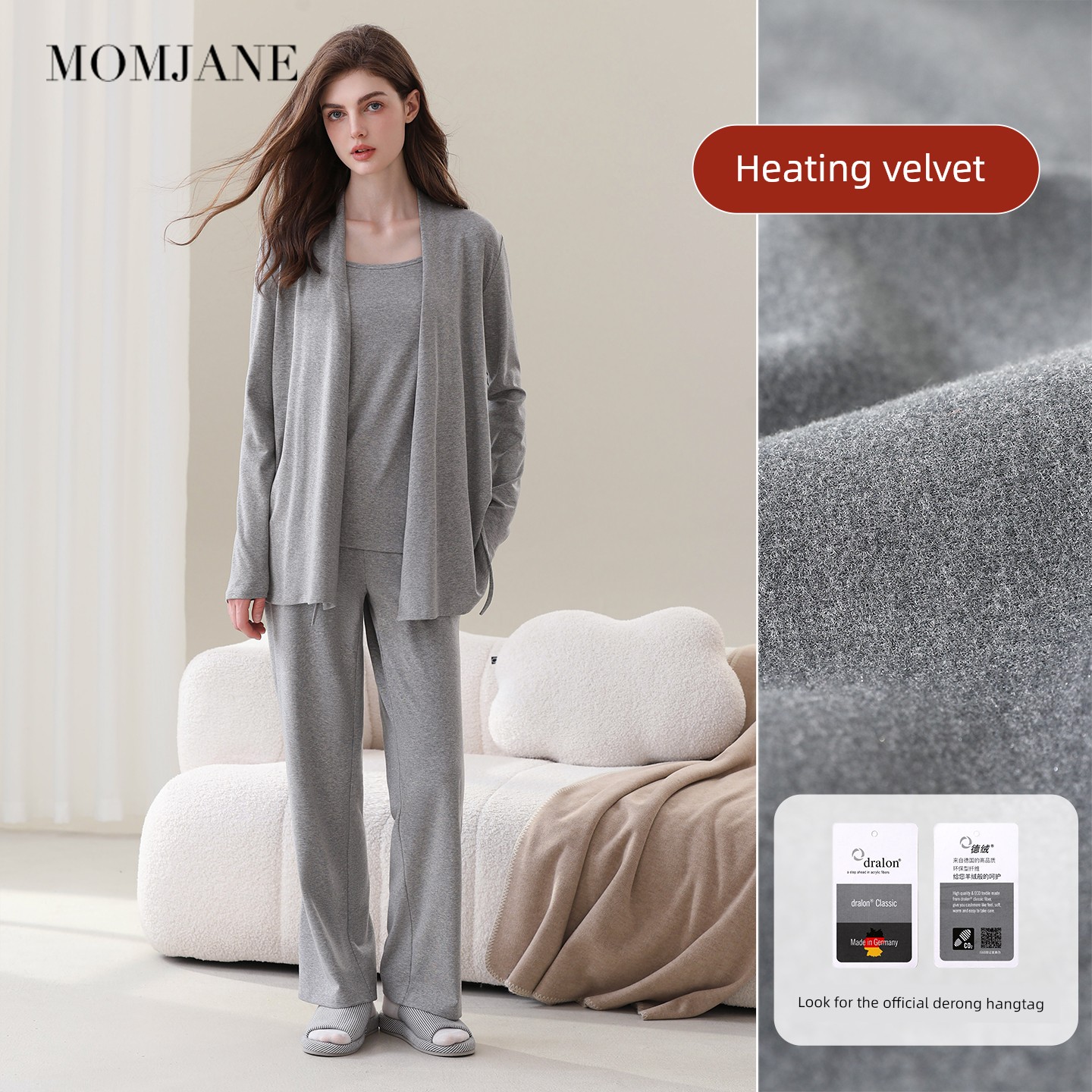 Maternity Pajamas with Breast Pads, Modal Nursing Sleepwear, Postpartum Breastfeeding Mother and Baby Loungewear Set — 3