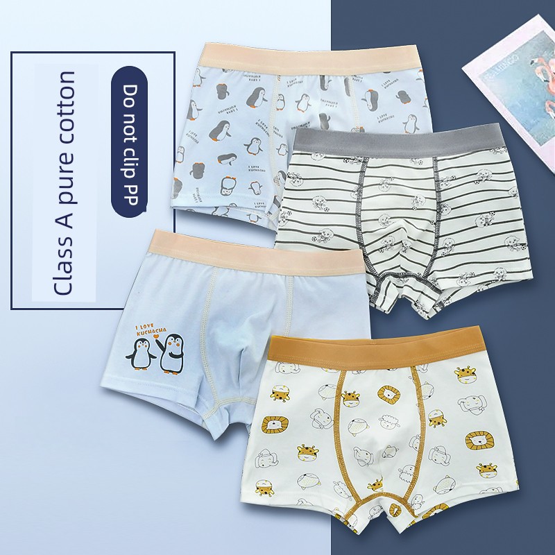 Boys' Boxer Cotton Children's Underwear Children's Pure Cotton Underpants Primary School 10 Boys 5 Kids 7 Years Old Boxer Shorts — 1