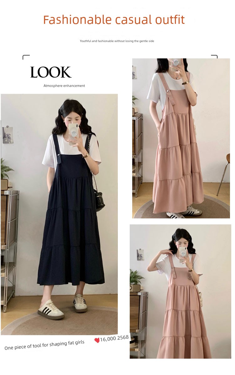 Maternity Summer Dress 2026 New Stylish Fashionable Suspender Dress Summer Cake Dress Two-Piece Set Age-Reducing — 2