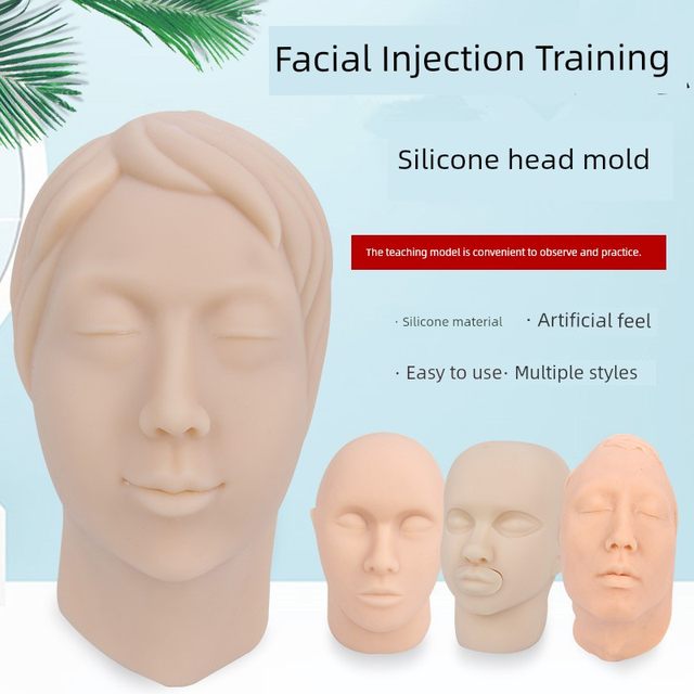 Micro plastic surgery line engraving facial nerve vessels Simulated facial beauty injection suture model Soft silicone head mold