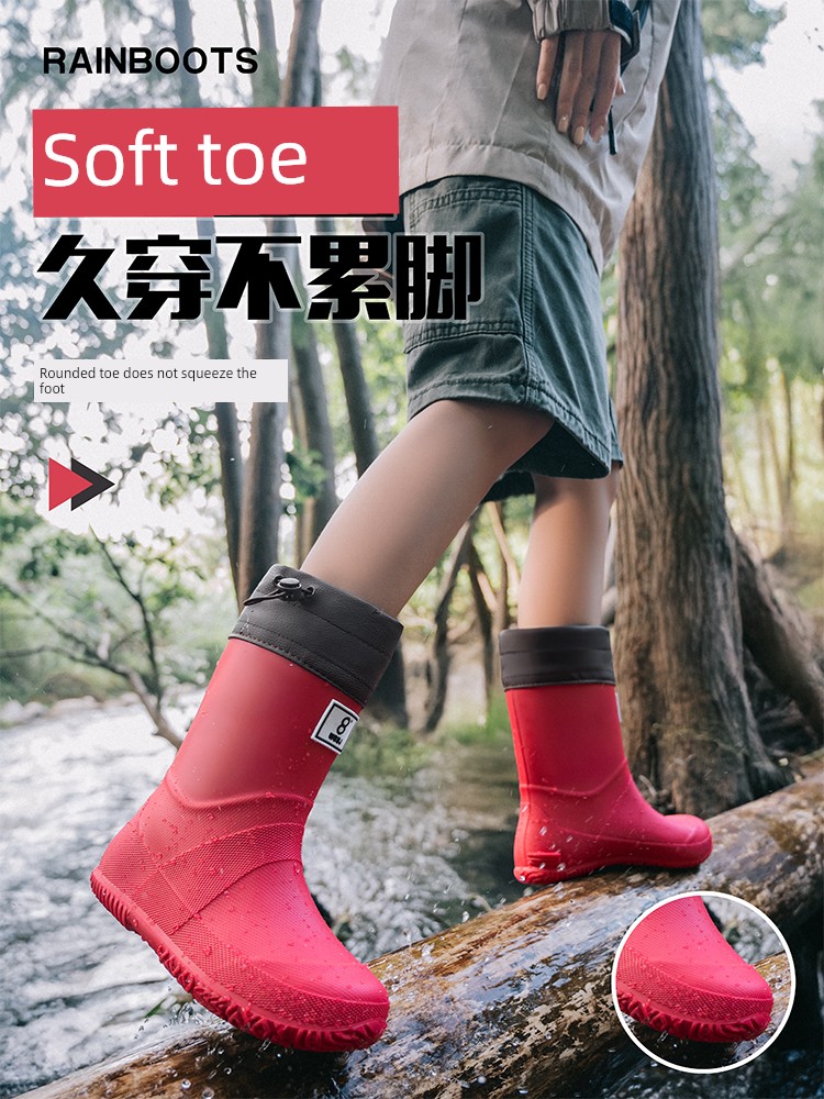 Children's Lightweight Rain Boots, Foldable Rain Boots for Men and Women, Couple's Rain Boots for Rainforest Hiking, Non-Slip Waterproof Shoes, Mid-High — 3