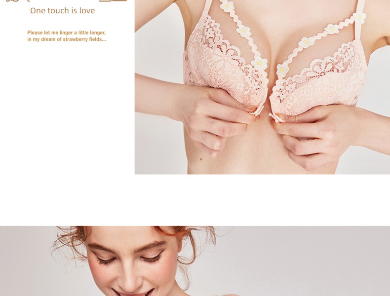 Merlot jointly Front buckle summer sexy Bra Set