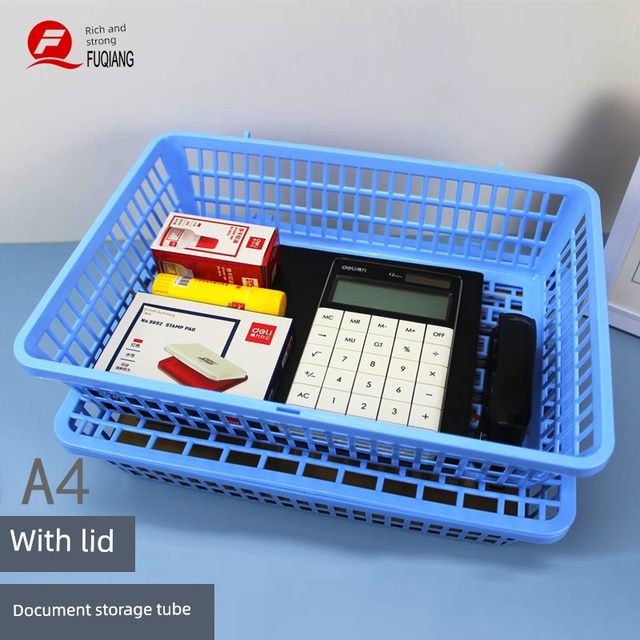 10-pack file frame accounting financial voucher storage basket bill basket office desk file blue plastic box multi-functional sorting data basket desktop supplies official documents basket a4 storage rack frame